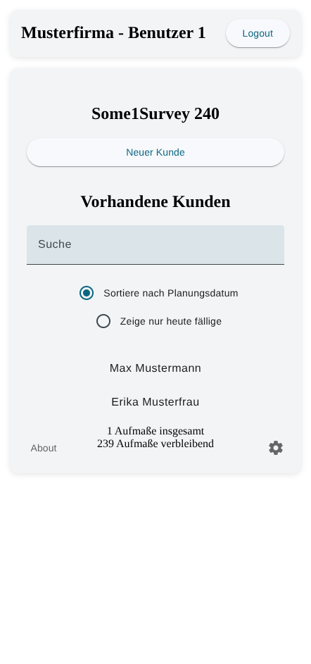 Aufmaß Projektübersicht